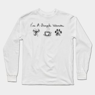 I am A Simple Woman Three Leaf Clover _ Coffee _ Dog Paw Long Sleeve T-Shirt